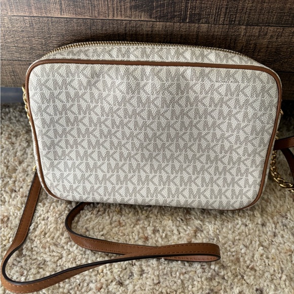 Michael Kors Beige Monogram Crossbody Bag - Picture 2 of 3